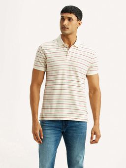 Levi's - Off White Knitted Half Sleeves Collar Neck Polo T-Shirt