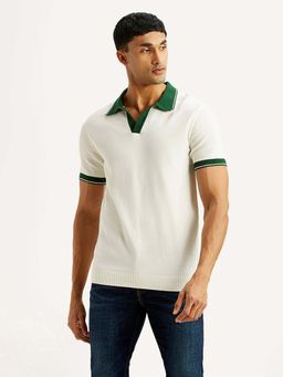 Levi's - White Cotton Half Sleeves Collar Neck Polo T-Shirt