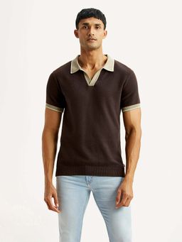 Levi's - Brown Cotton Half Sleeves Collar Neck Polo T-Shirt