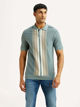Levi's - Blue Cotton Half Sleeves Collar Neck Polo T-Shirt