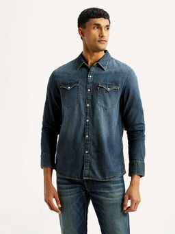 Levi's - Blue Cotton Full Sleeves Collar Neck Shirt