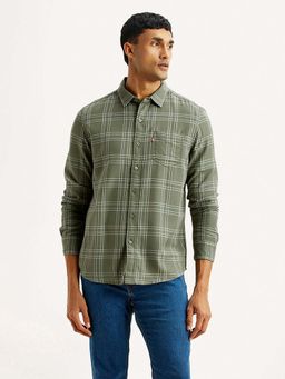 Levi's - Olive Cotton Full Sleeves Collar Neck Shirt