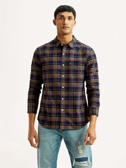 Levi's - Navy Blue Cotton Full Sleeves Collar Neck Shirt