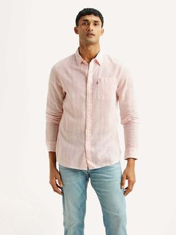 Levi's - Pink Linen Full Sleeves Collar Neck Shirt
