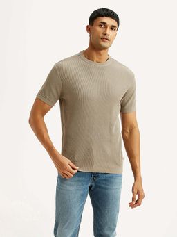 Levi's - Beige Cotton Half Sleeves Crew Neck T-Shirt