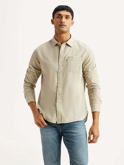 Levi's - Beige Cotton Full Sleeves Collar Neck Shirt