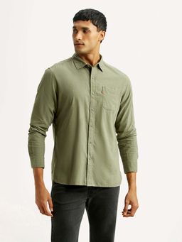 Levi's - Olive Cotton Full Sleeves Collar Neck Shirt