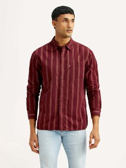Levi's - Maroon Cotton Full Sleeves Collar Neck Shirt