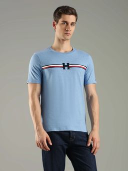 Tommy Hilfiger - Blue Cotton Half Sleeves Crew Neck T-Shirt