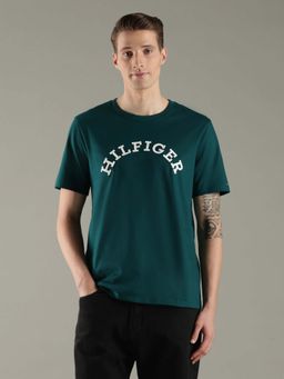 Tommy Hilfiger - Teal Cotton Half Sleeves Crew Neck T-Shirt