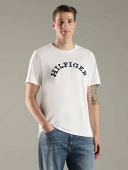 Tommy Hilfiger - White Cotton Half Sleeves Crew Neck T-Shirt
