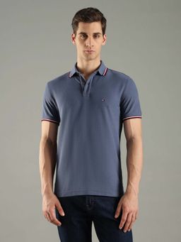 Tommy Hilfiger - Blue Cotton Half Sleeves Collar Neck Polo T-Shirt