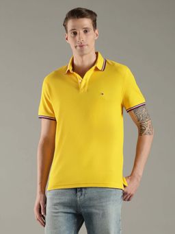Tommy Hilfiger - Yellow Cotton Half Sleeves Collar Neck Polo T-Shirt