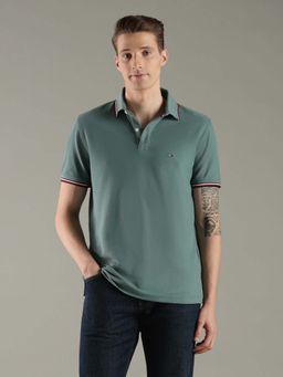 Tommy Hilfiger - Green Cotton Half Sleeves Collar Neck Polo T-Shirt