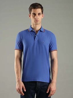 Tommy Hilfiger - Blue Cotton Half Sleeves Collar Neck Polo T-Shirt