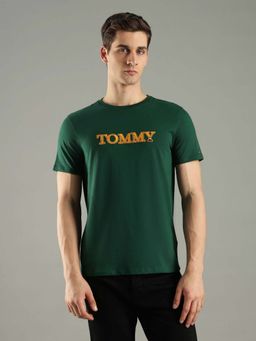 Tommy Hilfiger - Green Cotton Half Sleeves Crew Neck T-Shirt