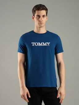 Tommy Hilfiger - Blue Cotton Half Sleeves Crew Neck T-Shirt