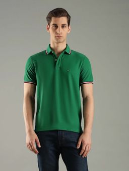Tommy Hilfiger - Green Cotton Half Sleeves Collar Neck Polo T-Shirt