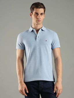 Tommy Hilfiger - Blue Cotton Half Sleeves Collar Neck Polo T-Shirt