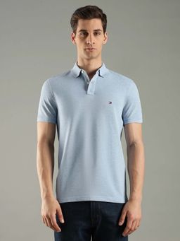 Tommy Hilfiger - Blue Cotton Half Sleeves Collar Neck Polo T-Shirt