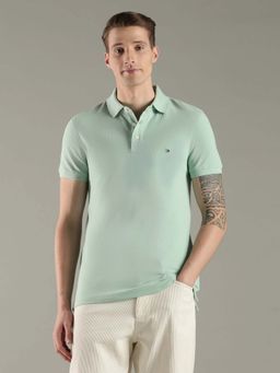 Tommy Hilfiger - Green Cotton Half Sleeves Collar Neck Polo T-Shirt