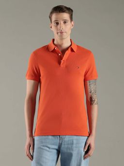 Tommy Hilfiger - Orange Cotton Half Sleeves Collar Neck Polo T-Shirt
