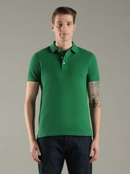 Tommy Hilfiger - Green Cotton Half Sleeves Collar Neck Polo T-Shirt