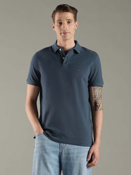 Tommy Hilfiger - Blue Cotton Half Sleeves Collar Neck Polo T-Shirt