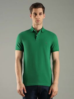 Tommy Hilfiger - Green Cotton Half Sleeves Collar Neck Polo T-Shirt