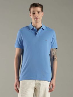 Tommy Hilfiger - Blue Cotton Half Sleeves Collar Neck Polo T-Shirt