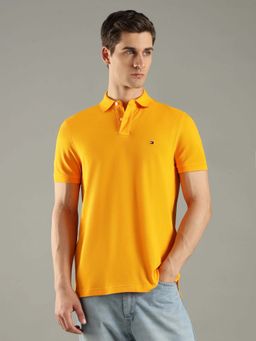 Tommy Hilfiger - Yellow Cotton Half Sleeves Collar Neck Polo T-Shirt