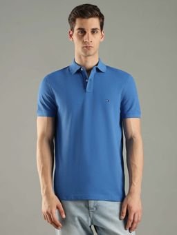 Tommy Hilfiger - Blue Cotton Half Sleeves Collar Neck Polo T-Shirt