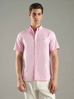 Tommy Hilfiger - Pink Cotton Half Sleeves Collar Neck Shirt