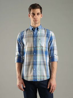 Tommy Hilfiger - Blue Cotton Full Sleeves Collar Neck Shirt