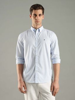 Tommy Hilfiger - Blue Cotton Full Sleeves Collar Neck Shirt