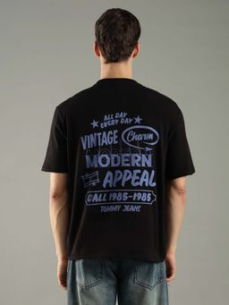 Tommy Hilfiger - Black Cotton Half Sleeves Crew Neck T-Shirt