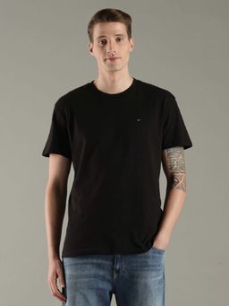 Tommy Hilfiger - Black Cotton Half Sleeves Crew Neck T-Shirt