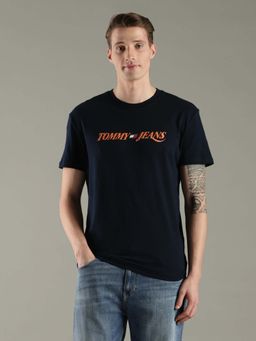 Tommy Hilfiger - Navy Blue Cotton Half Sleeves Crew Neck T-Shirt