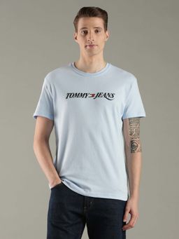 Tommy Hilfiger - Blue Cotton Half Sleeves Crew Neck T-Shirt