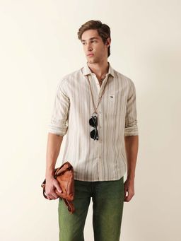 The Bear House - Green Cotton Full Sleeves Collar Neck Shirt