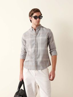 The Bear House - Grey Polyester Full Sleeves Collar Neck Shirt