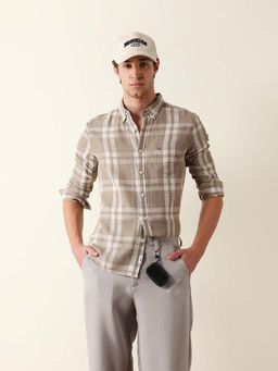 The Bear House - Green Cotton Full Sleeves Collar Neck Shirt