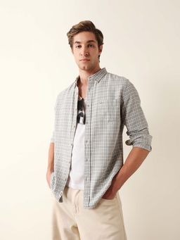 The Bear House - Green Cotton Full Sleeves Collar Neck Shirt