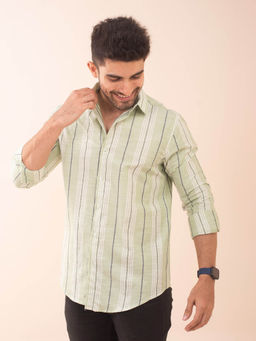 The Bleu Label - Mens Casual Cotton Full Sleeves Collar Neck Shirt