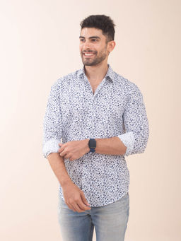 The Bleu Label - Mens Casual Cotton Full Sleeves Collar Neck Shirt