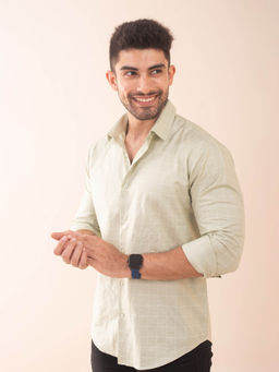 The Bleu Label - Mens Casual Cotton Full Sleeves Collar Neck Shirt