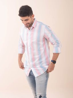 The Bleu Label - Mens Casual Cotton Full Sleeves Collar Neck Shirt