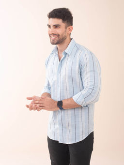 The Bleu Label - Mens Casual Cotton Full Sleeves Collar Neck Shirt