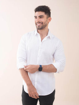 The Bleu Label - Mens Casual Cotton Full Sleeves Collar Neck Shirt