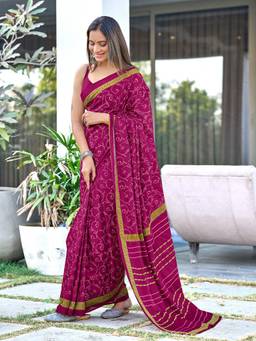 URBAN PALLU - Pure Cotton Magenta Printed Woven Saree